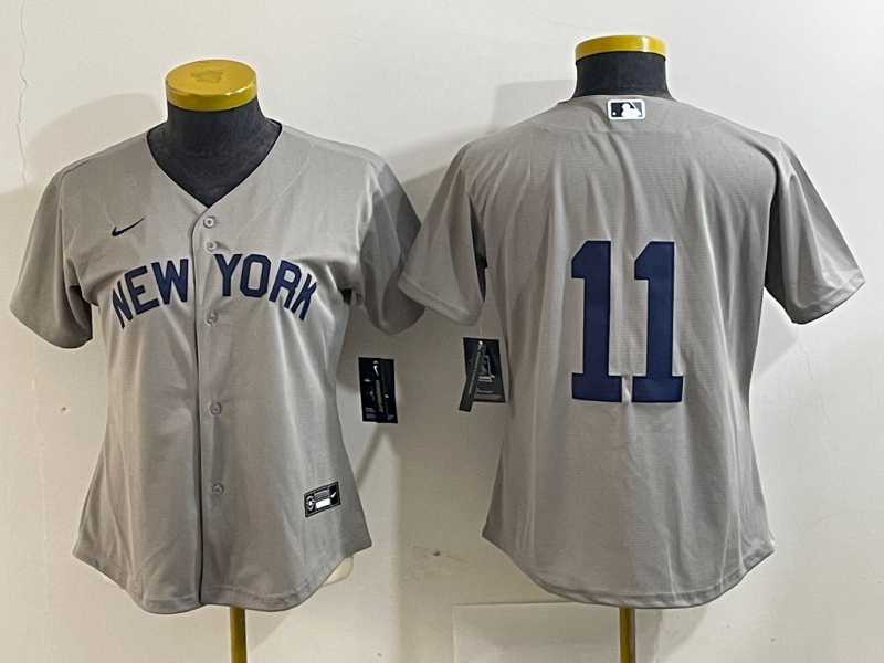 Women%27s New York Yankees #11 Anthony Volpe 2021 Grey Field of Dreams Cool Base Stitched Jersey